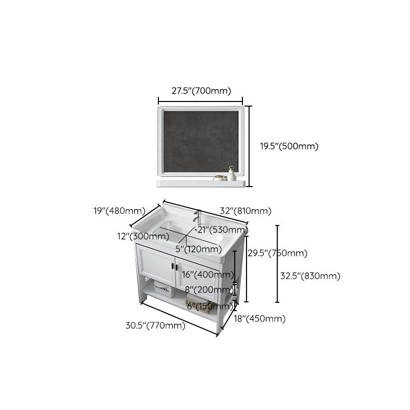 Bathroom Sink Vanity Drawers Doors Mirror Shelf Storage Vanity with Faucet Clearhalo 'Bathroom Remodel & Bathroom Fixtures' 'Bathroom Vanities' 'bathroom_vanities' 'Home Improvement' 'home_improvement' 'home_improvement_bathroom_vanities' 1200x1200_83d3f012-4c31-4f7b-b96d-f5fe28073fbd