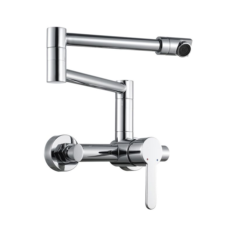 Modern Wall Mounted Pot Filler Faucet in Chrome Kitchen Faucet with Single Level Clearhalo 'Home Improvement' 'home_improvement' 'home_improvement_kitchen_faucets' 'Kitchen Faucets' 'Kitchen Remodel & Kitchen Fixtures' 'Kitchen Sinks & Faucet Components' 'kitchen_faucets' 1200x1200_83db4827-5bf4-4515-ae40-06faccd98f18