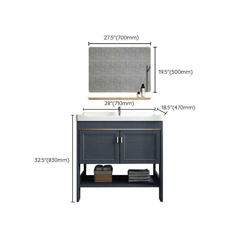 Modern Single Blue Sink Vanity Freestanding Metal Base Bath Vanity Clearhalo 'Bathroom Remodel & Bathroom Fixtures' 'Bathroom Vanities' 'bathroom_vanities' 'Home Improvement' 'home_improvement' 'home_improvement_bathroom_vanities' 1200x1200_83dcda84-8586-4644-a733-457aa456c9a7