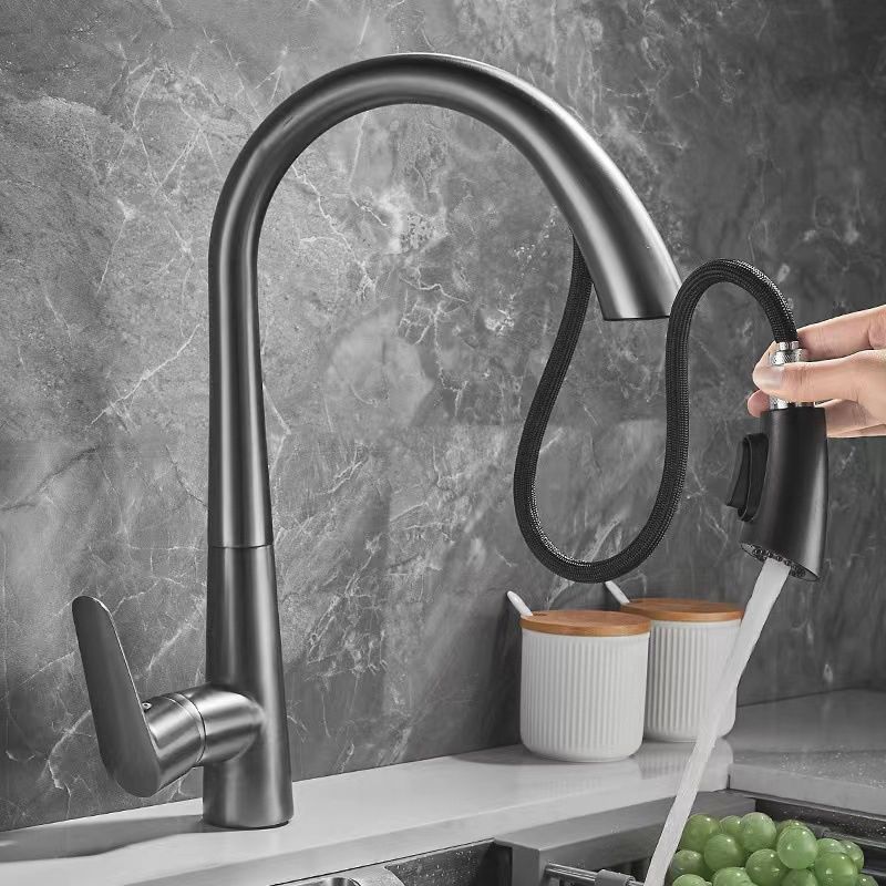 Single Handle Kitchen Faucet Pull Down Faucet with Pull out Sprayer Clearhalo 'Home Improvement' 'home_improvement' 'home_improvement_kitchen_faucets' 'Kitchen Faucets' 'Kitchen Remodel & Kitchen Fixtures' 'Kitchen Sinks & Faucet Components' 'kitchen_faucets' 1200x1200_83f67f6c-ef3e-4d64-93ed-910e2c678891