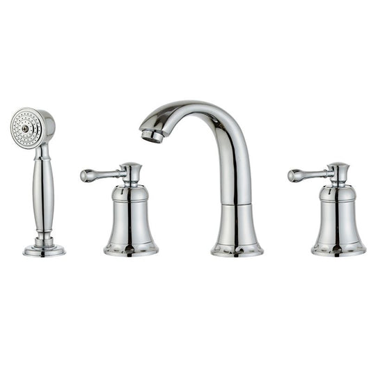 Modern Deck Mounted Lever Handle Bathroom Faucet with Handheld Shower Head Clearhalo 'Bathroom Remodel & Bathroom Fixtures' 'Bathtub Faucets' 'bathtub_faucets' 'Home Improvement' 'home_improvement' 'home_improvement_bathtub_faucets' 1200x1200_83fdfe2b-9e37-4f89-b181-573be8919ba7