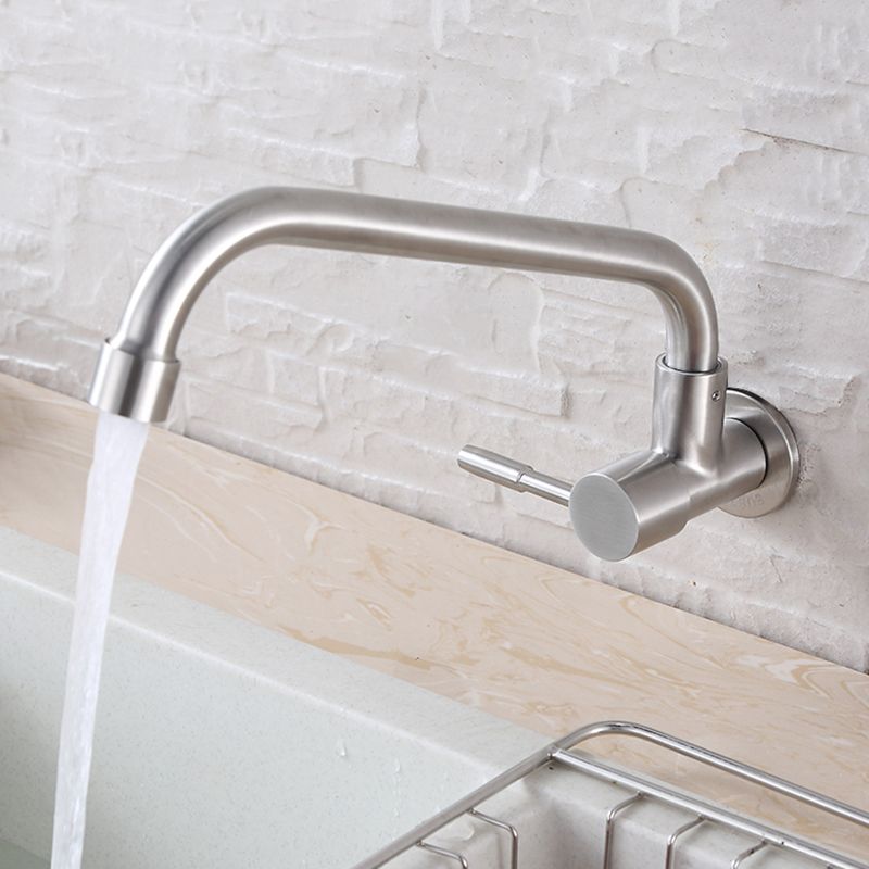Contemporary Single Handle Bar Faucet Pull-down Wall-mounted Faucet in Chrome Clearhalo 'Home Improvement' 'home_improvement' 'home_improvement_kitchen_faucets' 'Kitchen Faucets' 'Kitchen Remodel & Kitchen Fixtures' 'Kitchen Sinks & Faucet Components' 'kitchen_faucets' 1200x1200_8403f3d1-b2ea-4eb5-8c8e-3d946d8bf3be