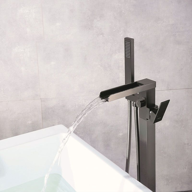 Modern Freestanding Tub Filler Trim Copper Floor Mounted with Handshower Bathroom Faucet Clearhalo 'Bathroom Remodel & Bathroom Fixtures' 'Bathtub Faucets' 'bathtub_faucets' 'Home Improvement' 'home_improvement' 'home_improvement_bathtub_faucets' 1200x1200_8418c211-fe10-44f7-82e2-9aa7d2abec14