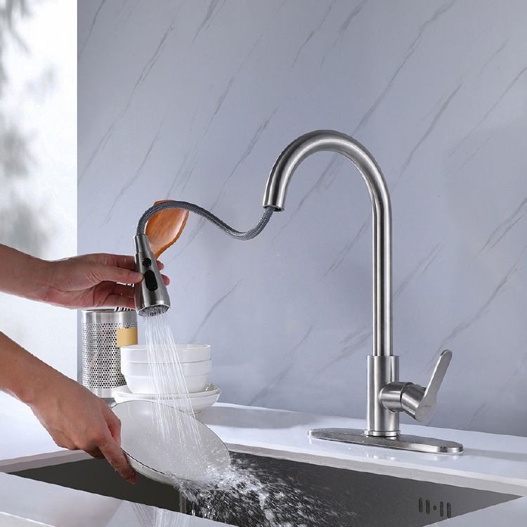Kitchen Faucet Smoked Pull Rod Handle Cold and Hot Controlled Kitchen Faucet Clearhalo 'Home Improvement' 'home_improvement' 'home_improvement_kitchen_faucets' 'Kitchen Faucets' 'Kitchen Remodel & Kitchen Fixtures' 'Kitchen Sinks & Faucet Components' 'kitchen_faucets' 1200x1200_84208d1d-947c-4e8e-abf2-177920544534