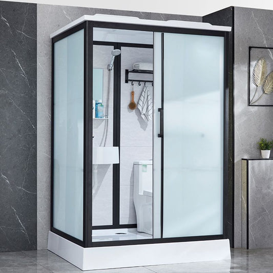 One Piece Tempered Glass Single Sliding Shower Kit White Frame Shower Enclosure Clearhalo 'Bathroom Remodel & Bathroom Fixtures' 'Home Improvement' 'home_improvement' 'home_improvement_shower_stalls_enclosures' 'Shower Stalls & Enclosures' 'shower_stalls_enclosures' 'Showers & Bathtubs' 1200x1200_84281a97-7db3-4a2f-b0e5-f5d4ce15e809