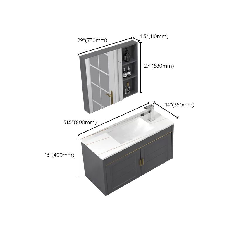 Glam Single Sink Vanity Wall Mount Metal Base Rectangular Bath Vanity Clearhalo 'Bathroom Remodel & Bathroom Fixtures' 'Bathroom Vanities' 'bathroom_vanities' 'Home Improvement' 'home_improvement' 'home_improvement_bathroom_vanities' 1200x1200_842abba3-6b12-46fd-b919-5a1934d24ab0
