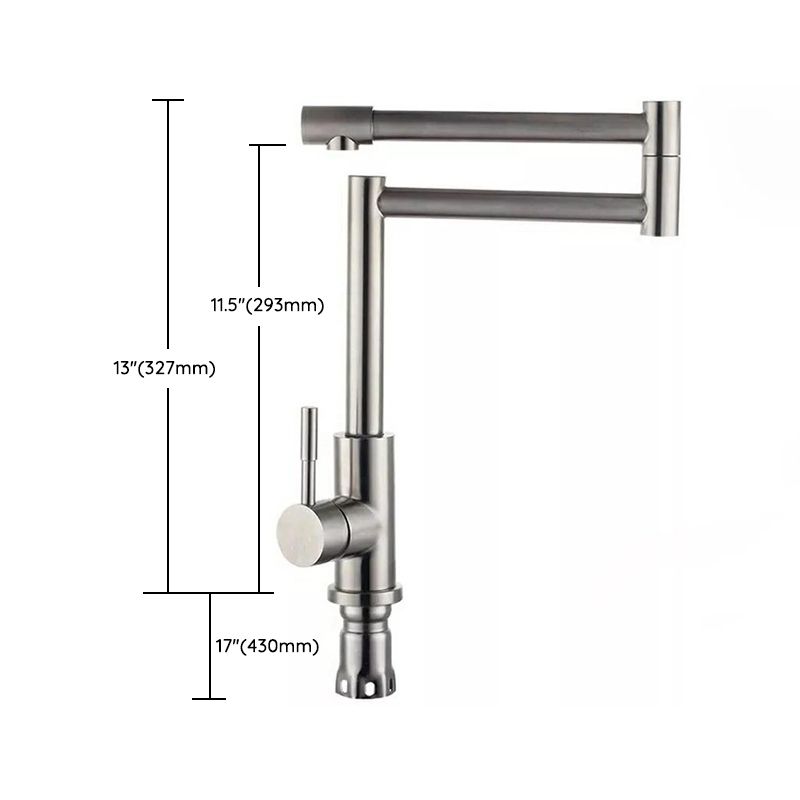 Modern Kitchen Faucet Single Lever Handle Swivel Stainless Steel Pot Filler Clearhalo 'Home Improvement' 'home_improvement' 'home_improvement_kitchen_faucets' 'Kitchen Faucets' 'Kitchen Remodel & Kitchen Fixtures' 'Kitchen Sinks & Faucet Components' 'kitchen_faucets' 1200x1200_842e794f-1706-4782-ade4-0003c09b273e