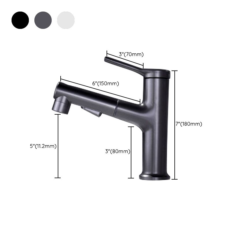Modern Style Retractable Vessel Faucet Single-handle Low Arc Copper Vessel Faucet Clearhalo 'Bathroom Remodel & Bathroom Fixtures' 'Bathroom Sink Faucets' 'Bathroom Sinks & Faucet Components' 'bathroom_sink_faucets' 'Home Improvement' 'home_improvement' 'home_improvement_bathroom_sink_faucets' 1200x1200_8431ef50-7e7e-4e23-bc01-cde110f7f535