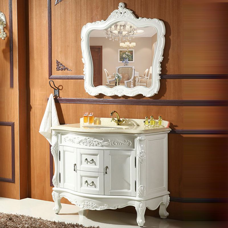 Traditional Bathroom Sink Vanity Wood Cabinet and 2 Drawers Mirror Included Vanity Set Clearhalo 'Bathroom Remodel & Bathroom Fixtures' 'Bathroom Vanities' 'bathroom_vanities' 'Home Improvement' 'home_improvement' 'home_improvement_bathroom_vanities' 1200x1200_8446138e-dc0c-4c2a-9a97-d887ddb3bd2d