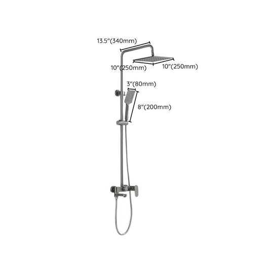 Square Shower System Wall Mount Shower Arm Grey Shower System with Shower Hose Clearhalo 'Bathroom Remodel & Bathroom Fixtures' 'Home Improvement' 'home_improvement' 'home_improvement_shower_faucets' 'Shower Faucets & Systems' 'shower_faucets' 'Showers & Bathtubs Plumbing' 'Showers & Bathtubs' 1200x1200_846d2419-2a1f-4402-ad6a-79a846398744