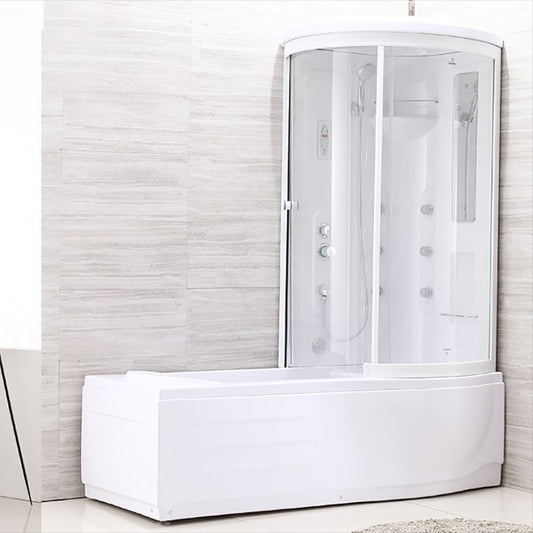 White Round Tub & Shower Kit Clear Tempered Glass Tub & Shower Kit Clearhalo 'Bathroom Remodel & Bathroom Fixtures' 'Home Improvement' 'home_improvement' 'home_improvement_shower_stalls_enclosures' 'Shower Stalls & Enclosures' 'shower_stalls_enclosures' 'Showers & Bathtubs' 1200x1200_8472cb74-c696-4cad-b291-9017d563ff0c
