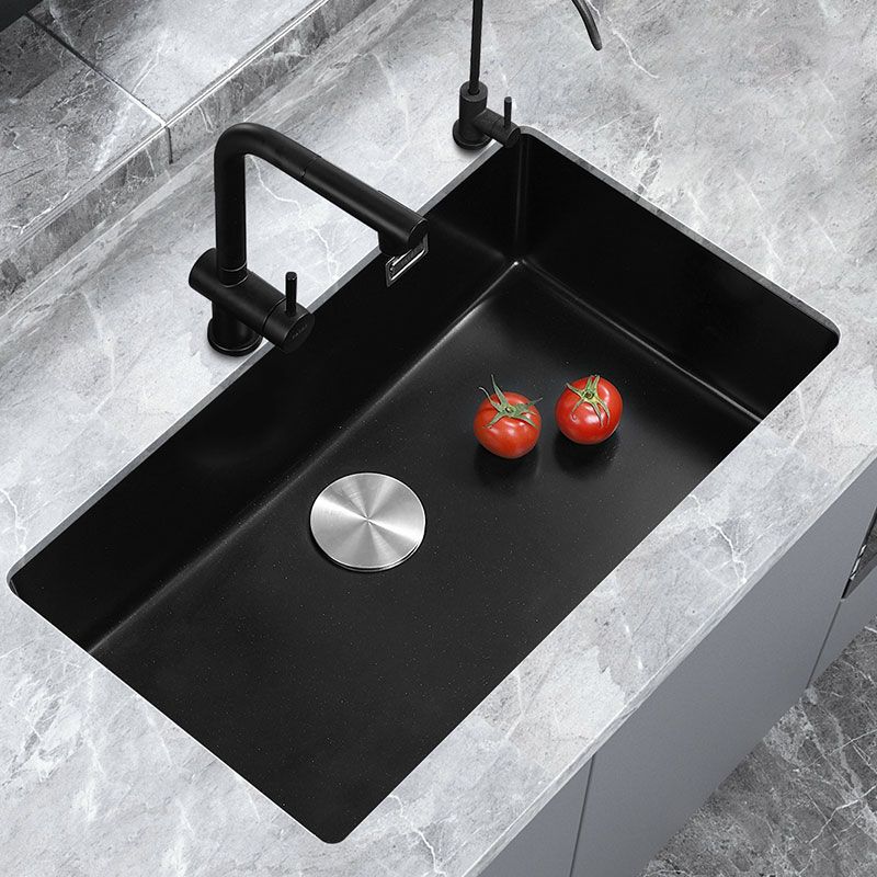 Contemporary Black Sink Single Bowl Overflow Hole Kitchen Sink with Faucet Clearhalo 'Home Improvement' 'home_improvement' 'home_improvement_kitchen_sinks' 'Kitchen Remodel & Kitchen Fixtures' 'Kitchen Sinks & Faucet Components' 'Kitchen Sinks' 'kitchen_sinks' 1200x1200_8485cb2c-5cc1-4625-b562-cd7fb04cb59b
