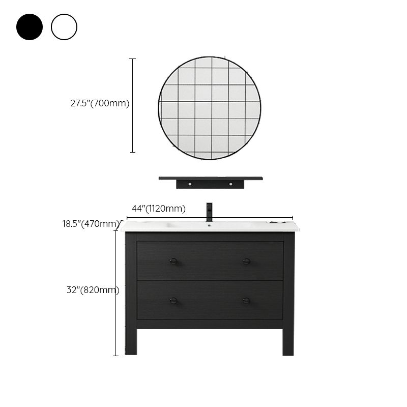 Freestanding Vanity Drawers Single Sink Rectangle Wood Frame Bathroom Vanity with Mirror Clearhalo 'Bathroom Remodel & Bathroom Fixtures' 'Bathroom Vanities' 'bathroom_vanities' 'Home Improvement' 'home_improvement' 'home_improvement_bathroom_vanities' 1200x1200_84a1413a-5348-4698-85ea-5bbd0a987782