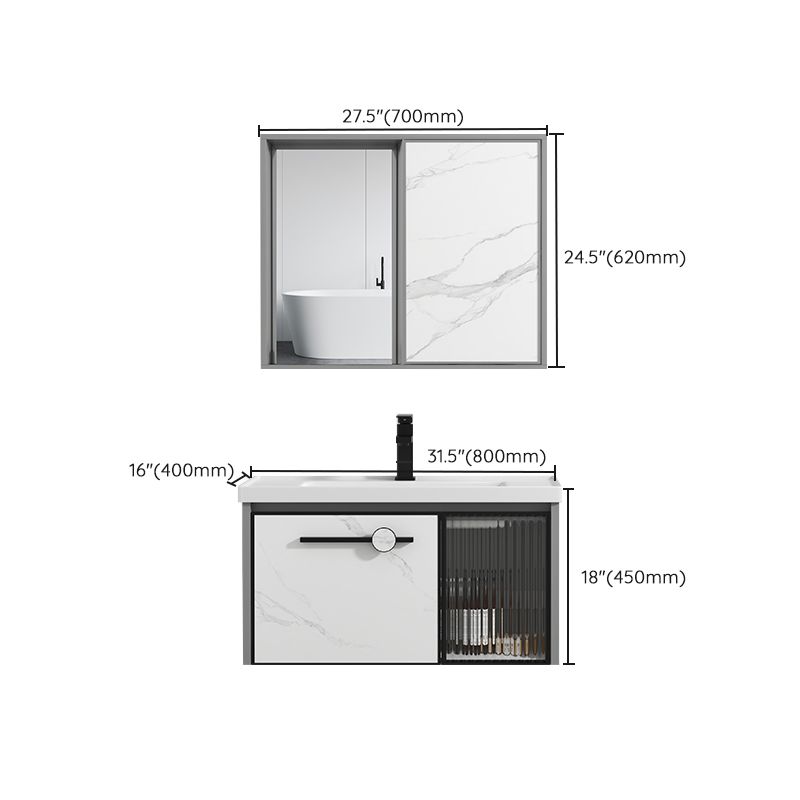 Single Sink Ceramic Bathroom Vanity Modern Gray Rectangular Sink Vanity Clearhalo 'Bathroom Remodel & Bathroom Fixtures' 'Bathroom Vanities' 'bathroom_vanities' 'Home Improvement' 'home_improvement' 'home_improvement_bathroom_vanities' 1200x1200_84a9ffbf-d654-41ef-959c-ad134ab9239a