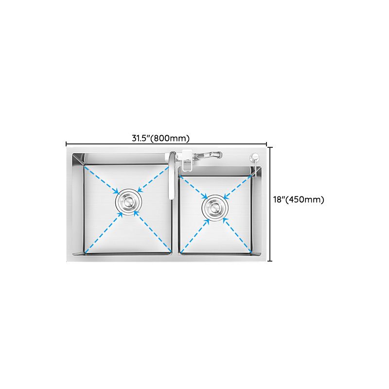 Dirt Resistant Kitchen Sink Soundproof Detail Kitchen Double Sink with Overflow Hole Clearhalo 'Home Improvement' 'home_improvement' 'home_improvement_kitchen_sinks' 'Kitchen Remodel & Kitchen Fixtures' 'Kitchen Sinks & Faucet Components' 'Kitchen Sinks' 'kitchen_sinks' 1200x1200_84b18fca-b248-4dad-b114-52c20d0100bc