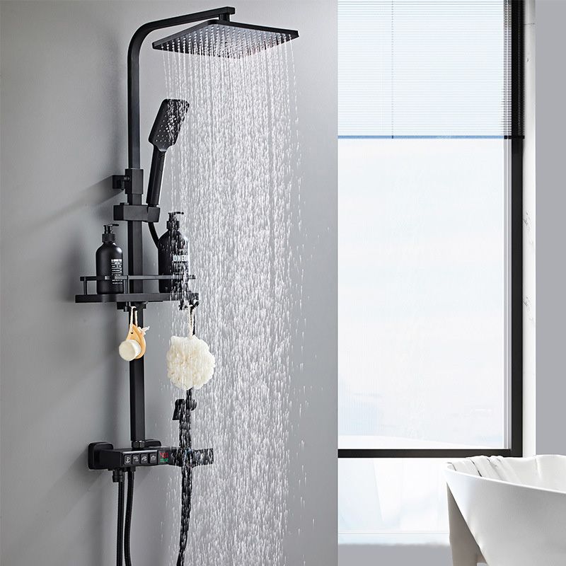 Modern Style Brass Shower System Adjustable Spray Pattern Wall Mounted Shower Combo Clearhalo 'Bathroom Remodel & Bathroom Fixtures' 'Home Improvement' 'home_improvement' 'home_improvement_shower_faucets' 'Shower Faucets & Systems' 'shower_faucets' 'Showers & Bathtubs Plumbing' 'Showers & Bathtubs' 1200x1200_84b4a64e-051c-4a4c-8a06-b0da57a6572e