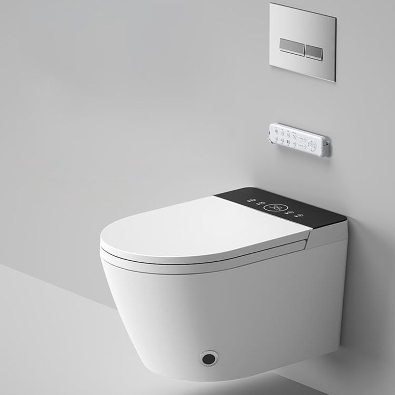 Elongated Smart Bidet Wall-Mounted White Ceramic Foot Sensor Flush Heated Seat Bidet Clearhalo 'Bathroom Remodel & Bathroom Fixtures' 'Bidets' 'Home Improvement' 'home_improvement' 'home_improvement_bidets' 'Toilets & Bidets' 1200x1200_84b743bc-2fbf-494a-ae4b-d40a964b389a