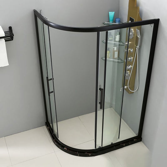 Black Framed Shower Stall Easy Clean Glass Shower Kit with Fixed Panel Clearhalo 'Bathroom Remodel & Bathroom Fixtures' 'Home Improvement' 'home_improvement' 'home_improvement_shower_stalls_enclosures' 'Shower Stalls & Enclosures' 'shower_stalls_enclosures' 'Showers & Bathtubs' 1200x1200_84c531f0-eaba-430f-8d58-29b75964574e