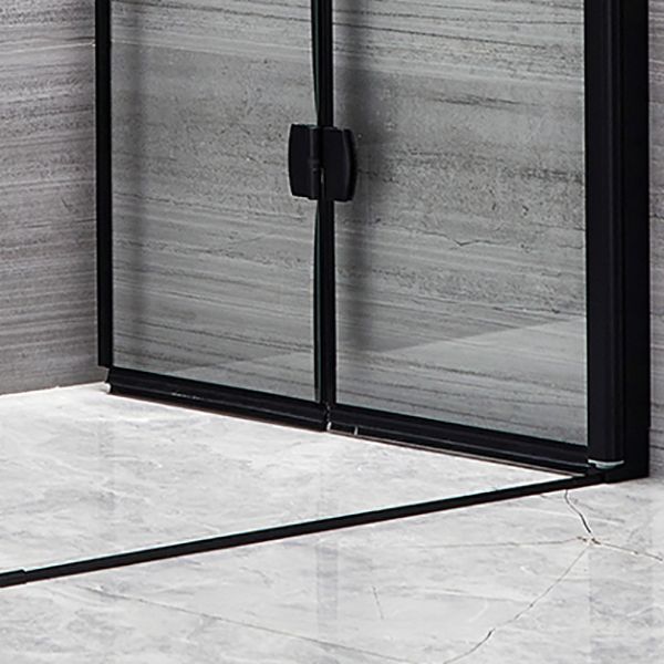 Square Black Frame Folding Shower Enclosure with Double Door Handles Clearhalo 'Bathroom Remodel & Bathroom Fixtures' 'Home Improvement' 'home_improvement' 'home_improvement_shower_stalls_enclosures' 'Shower Stalls & Enclosures' 'shower_stalls_enclosures' 'Showers & Bathtubs' 1200x1200_84db787e-93a5-41a0-bab7-93d86c784eda