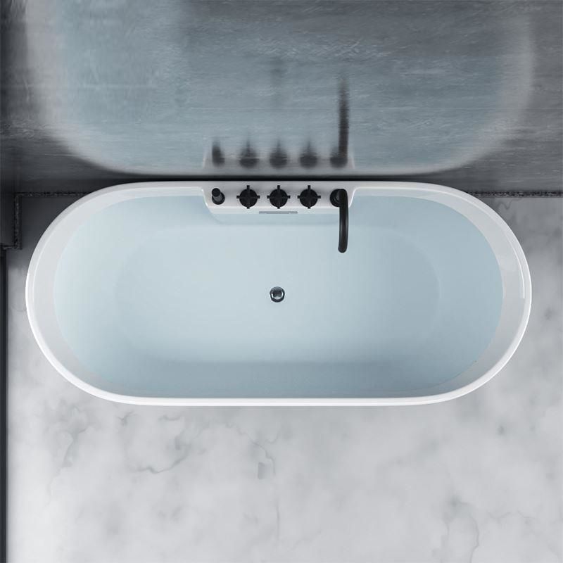 White Stand Alone Bath Modern Oval Soaking Acrylic Back to Wall Bathtub Clearhalo 'Bathroom Remodel & Bathroom Fixtures' 'Bathtubs' 'Home Improvement' 'home_improvement' 'home_improvement_bathtubs' 'Showers & Bathtubs' 1200x1200_84f02165-4533-4b56-9b6d-f6511bfcbad1