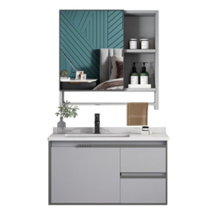 Modern Bath Vanity Gray Single Rectangular Wall Mount Sink Vanity Clearhalo 'Bathroom Remodel & Bathroom Fixtures' 'Bathroom Vanities' 'bathroom_vanities' 'Home Improvement' 'home_improvement' 'home_improvement_bathroom_vanities' 1200x1200_84f81845-dd1a-43c6-9ded-f841b0d94b65