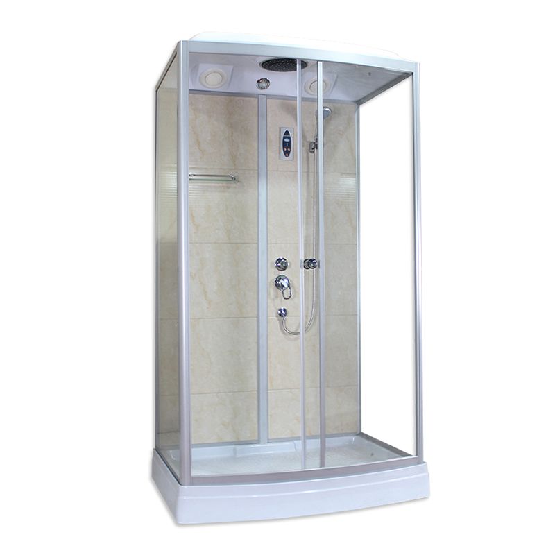 Corner Framed Shower Stall Single Sliding Tempered Glass Shower Stall Clearhalo 'Bathroom Remodel & Bathroom Fixtures' 'Home Improvement' 'home_improvement' 'home_improvement_shower_stalls_enclosures' 'Shower Stalls & Enclosures' 'shower_stalls_enclosures' 'Showers & Bathtubs' 1200x1200_8516e337-0001-4e86-b506-ac0cf37f763d
