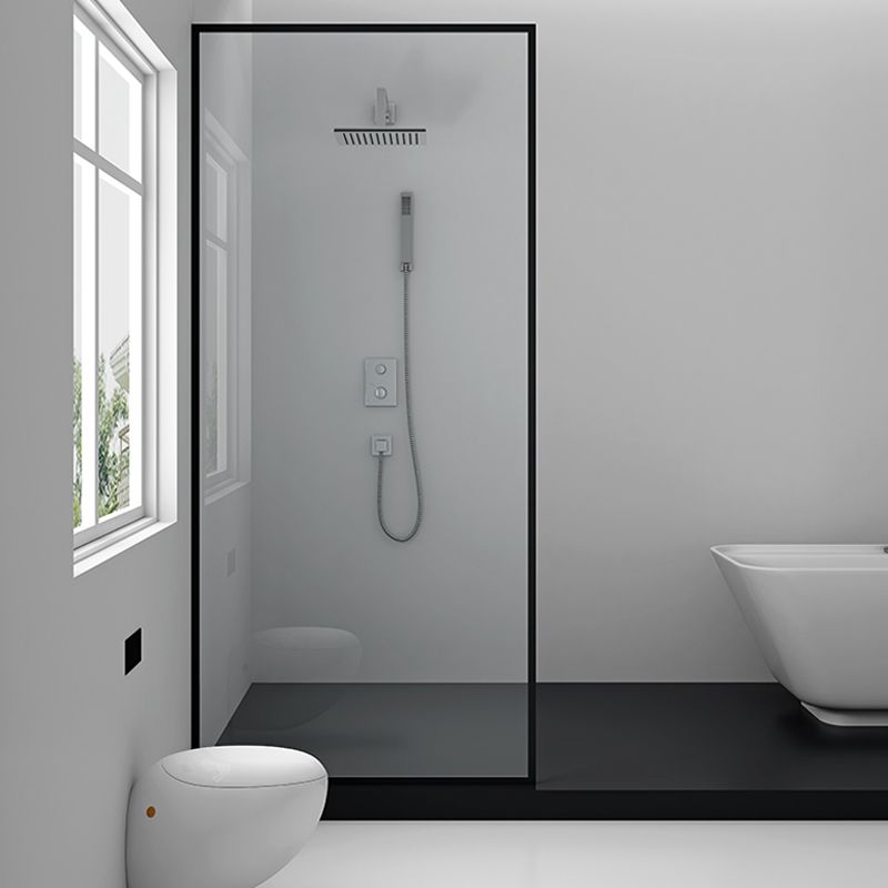 Metal and Glass Shower Door Simple Inline Black Shower Bath Door Clearhalo 'Bathroom Remodel & Bathroom Fixtures' 'Home Improvement' 'home_improvement' 'home_improvement_shower_tub_doors' 'Shower and Tub Doors' 'shower_tub_doors' 'Showers & Bathtubs' 1200x1200_8536ee0c-ad8a-49ec-a30e-59564cfc4300