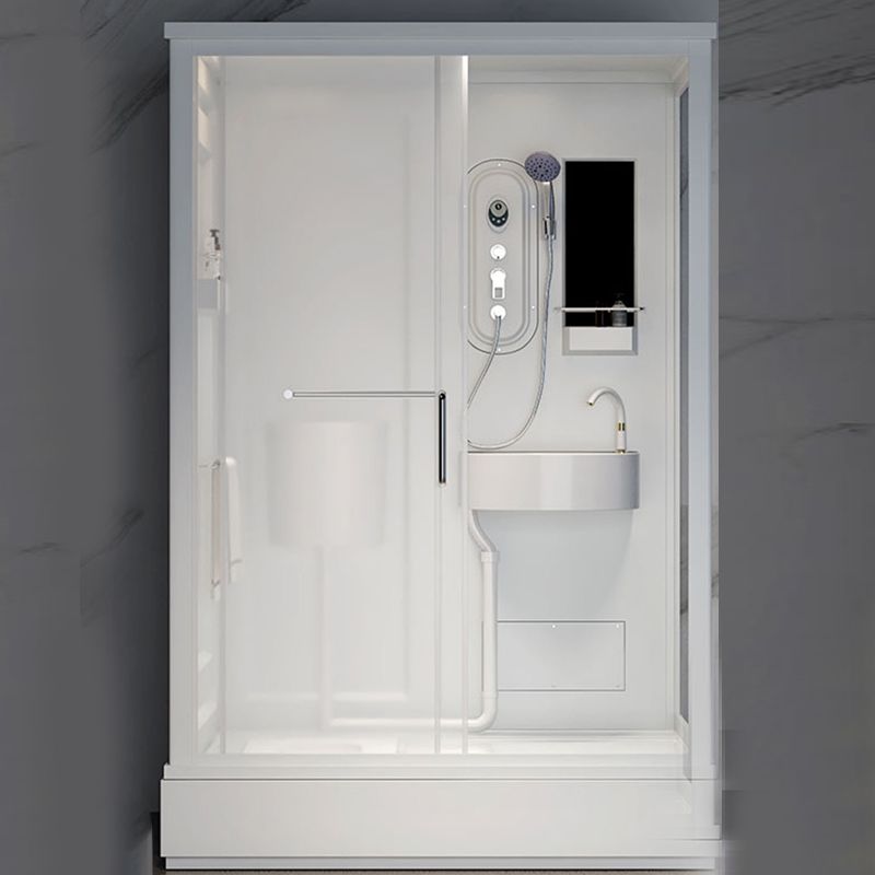 Contemporary Shower Stall Frosted Tempered Glass Rectangle Shower Stall with Ceiling Clearhalo 'Bathroom Remodel & Bathroom Fixtures' 'Home Improvement' 'home_improvement' 'home_improvement_shower_stalls_enclosures' 'Shower Stalls & Enclosures' 'shower_stalls_enclosures' 'Showers & Bathtubs' 1200x1200_8539d502-3578-4909-9425-d8c2db6dc4f6