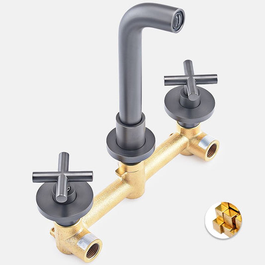 Traditioal Brass Roman Tub Faucet with 2 Cross Handles Tub Faucet Clearhalo 'Bathroom Remodel & Bathroom Fixtures' 'Bathroom Sink Faucets' 'Bathroom Sinks & Faucet Components' 'bathroom_sink_faucets' 'Home Improvement' 'home_improvement' 'home_improvement_bathroom_sink_faucets' 1200x1200_854f0bbb-2352-4ce4-9a9c-dcc85e2df1db