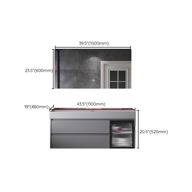 Contemporary Vanity Sink Wooden Wall-Mounted Bathroom Vanity Cabinet in Gray Clearhalo 'Bathroom Remodel & Bathroom Fixtures' 'Bathroom Vanities' 'bathroom_vanities' 'Home Improvement' 'home_improvement' 'home_improvement_bathroom_vanities' 1200x1200_854f6dde-a42c-4bd3-8d40-838aa4766dbd