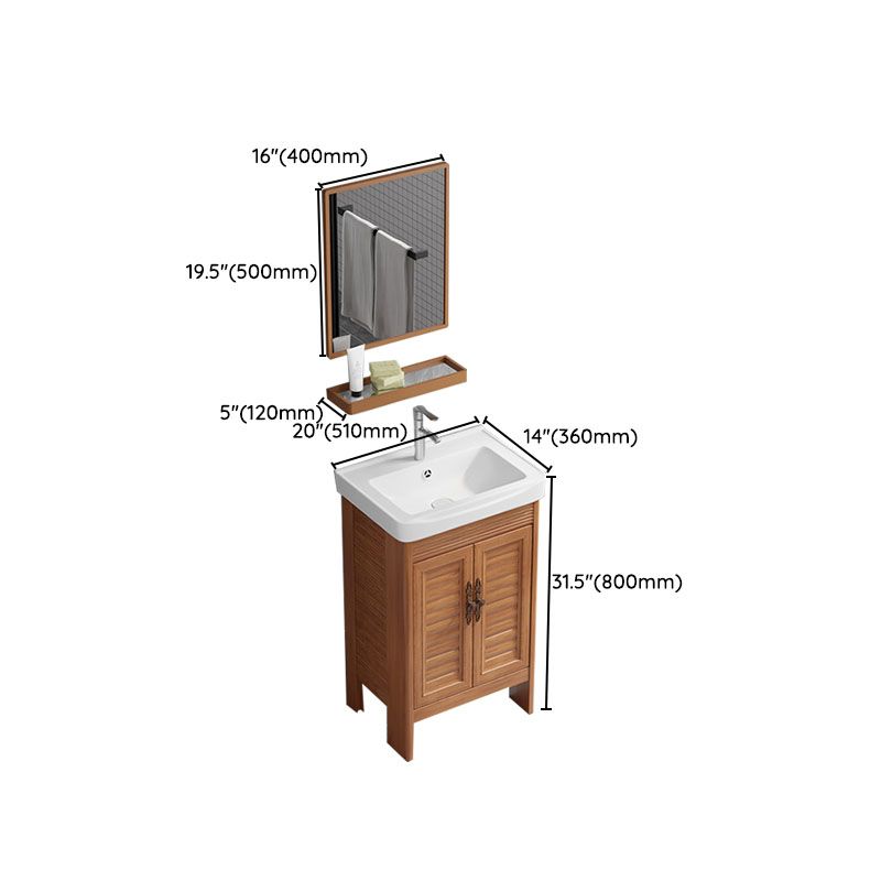 Rectangle Vanity Set Metal Frame Mirror Freestanding 2 Doors Single Sink Bath Vanity Clearhalo 'Bathroom Remodel & Bathroom Fixtures' 'Bathroom Vanities' 'bathroom_vanities' 'Home Improvement' 'home_improvement' 'home_improvement_bathroom_vanities' 1200x1200_8565690e-73ad-407e-b4d2-d2ccd8e7bfe8