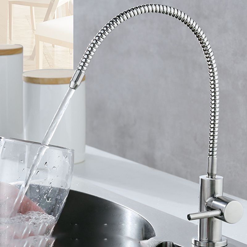 Farmhouse One Handle Kitchen Faucet High Arch Water Filler in Silver Clearhalo 'Home Improvement' 'home_improvement' 'home_improvement_kitchen_faucets' 'Kitchen Faucets' 'Kitchen Remodel & Kitchen Fixtures' 'Kitchen Sinks & Faucet Components' 'kitchen_faucets' 1200x1200_85688d79-e74c-4ec6-9a90-1f2265ff350f