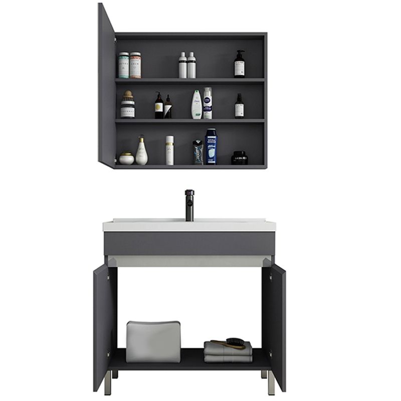 Gray Metal Vanity Sink Modern Free-standing Standard Space Saver Vanity Clearhalo 'Bathroom Remodel & Bathroom Fixtures' 'Bathroom Vanities' 'bathroom_vanities' 'Home Improvement' 'home_improvement' 'home_improvement_bathroom_vanities' 1200x1200_8573f5f5-c1b3-4565-a9cf-fd334671eedb