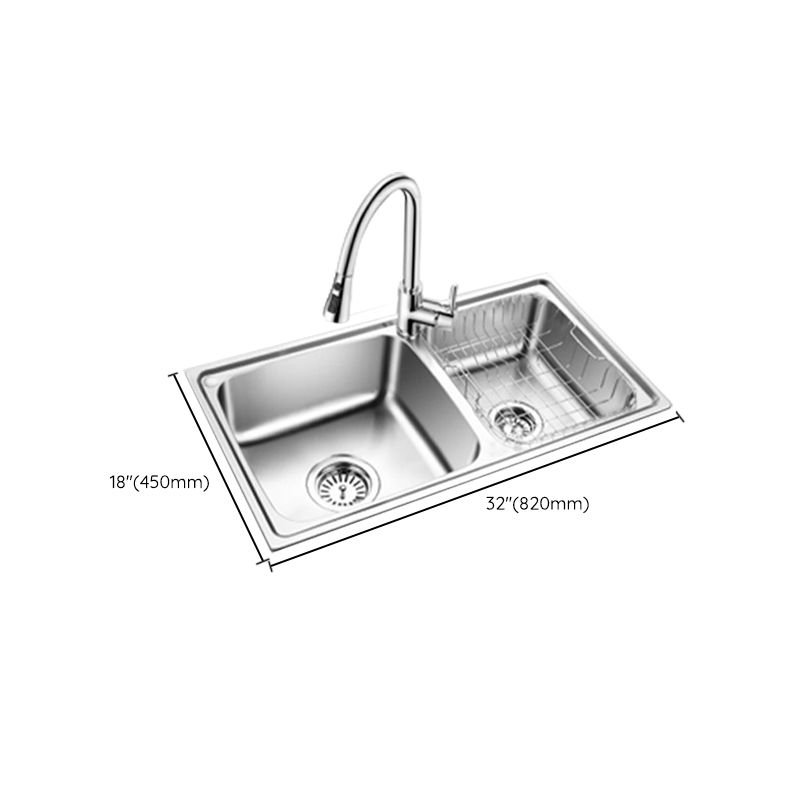 Classic Style Kitchen Sink Stainless Steel 1 Holes Kitchen Sink with Drain Strainer Kit Clearhalo 'Home Improvement' 'home_improvement' 'home_improvement_kitchen_sinks' 'Kitchen Remodel & Kitchen Fixtures' 'Kitchen Sinks & Faucet Components' 'Kitchen Sinks' 'kitchen_sinks' 1200x1200_857afd2e-bd4b-4558-8716-623a7856f4e1