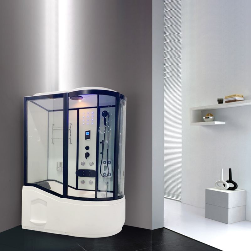 Framed Tub & Shower Kit Single Sliding Rounded Tinted Tub & Shower Kit Clearhalo 'Bathroom Remodel & Bathroom Fixtures' 'Home Improvement' 'home_improvement' 'home_improvement_shower_stalls_enclosures' 'Shower Stalls & Enclosures' 'shower_stalls_enclosures' 'Showers & Bathtubs' 1200x1200_858fdb39-eff4-46a2-a131-3edc1a2b1223