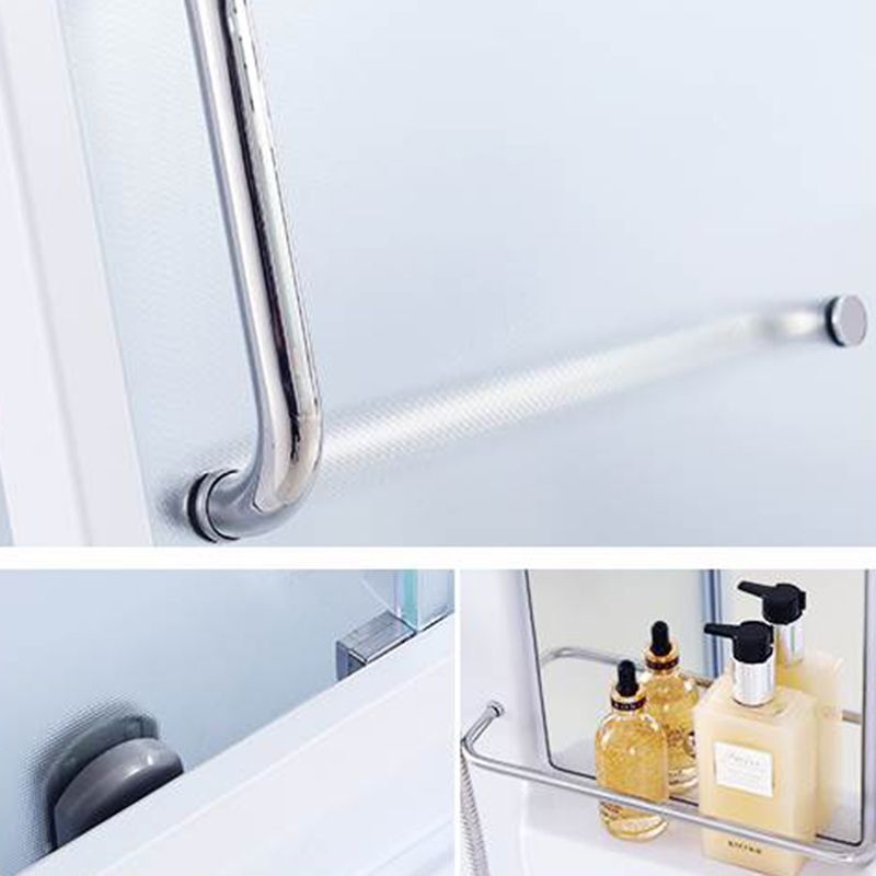 Framed Single Sliding Shower Kit Rectangle Frosted Shower Kit Clearhalo 'Bathroom Remodel & Bathroom Fixtures' 'Home Improvement' 'home_improvement' 'home_improvement_shower_stalls_enclosures' 'Shower Stalls & Enclosures' 'shower_stalls_enclosures' 'Showers & Bathtubs' 1200x1200_85ab35cf-7d3f-4573-8bcd-a5119baf32d9