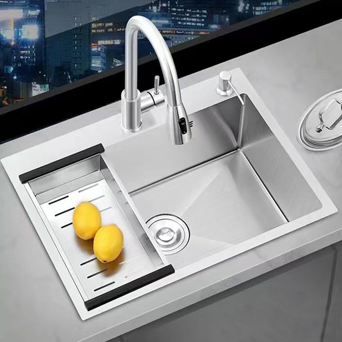 Modern Single Bowl Kitchen Sink Stainless Steel Kitchen Sink with Rectangle Shape Clearhalo 'Home Improvement' 'home_improvement' 'home_improvement_kitchen_sinks' 'Kitchen Remodel & Kitchen Fixtures' 'Kitchen Sinks & Faucet Components' 'Kitchen Sinks' 'kitchen_sinks' 1200x1200_85ab5aba-d890-4bc2-bf8c-43eb3131a951