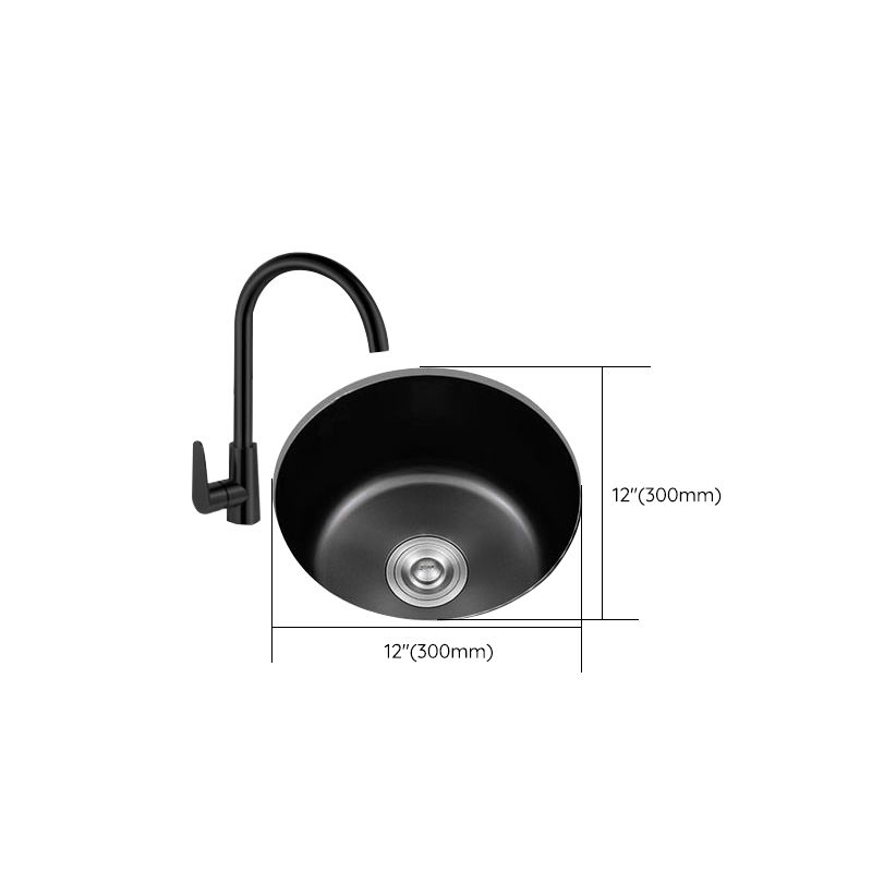 Stainless Steel Round Sink in Black Single Bowl Undermount Sink with Basket Strainer Clearhalo 'Home Improvement' 'home_improvement' 'home_improvement_kitchen_sinks' 'Kitchen Remodel & Kitchen Fixtures' 'Kitchen Sinks & Faucet Components' 'Kitchen Sinks' 'kitchen_sinks' 1200x1200_85b1e365-7fd6-47cd-a48e-f385690fae0d