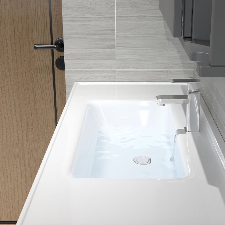 White Vanity Single Sink Rectangular 2 Drawers Wall-Mounted Bath Vanity with Mirror Clearhalo 'Bathroom Remodel & Bathroom Fixtures' 'Bathroom Vanities' 'bathroom_vanities' 'Home Improvement' 'home_improvement' 'home_improvement_bathroom_vanities' 1200x1200_85b30338-279a-4803-817b-aef90927e433