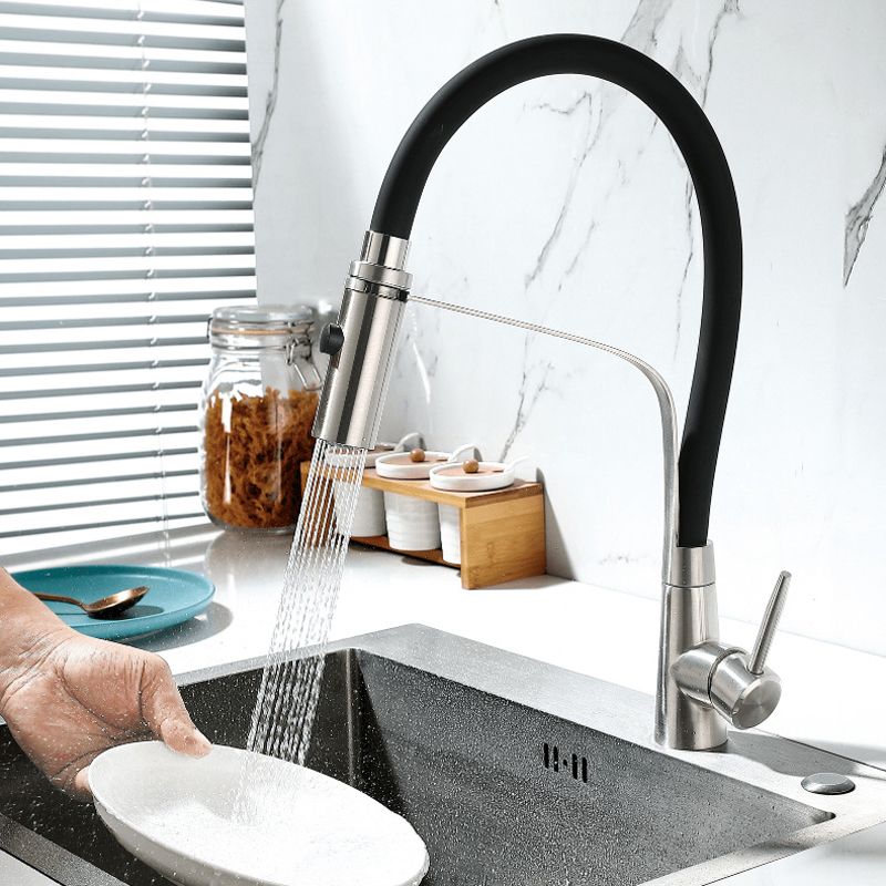 1-Handle 2-Function Kitchen Faucet Pulldown Kitchen Sink Faucet with Sprayer and Handles Clearhalo 'Home Improvement' 'home_improvement' 'home_improvement_kitchen_faucets' 'Kitchen Faucets' 'Kitchen Remodel & Kitchen Fixtures' 'Kitchen Sinks & Faucet Components' 'kitchen_faucets' 1200x1200_85b4f80e-0317-42d2-8eae-cc837e4743a0