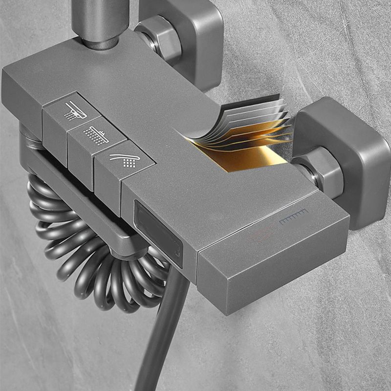 Shower Set Grey Slide Bar Included Wall Mount Lever Handle Swivel Shower System Clearhalo 'Bathroom Remodel & Bathroom Fixtures' 'Home Improvement' 'home_improvement' 'home_improvement_shower_faucets' 'Shower Faucets & Systems' 'shower_faucets' 'Showers & Bathtubs Plumbing' 'Showers & Bathtubs' 1200x1200_85c0c3f9-7445-40a7-aaa6-78e87381bcff