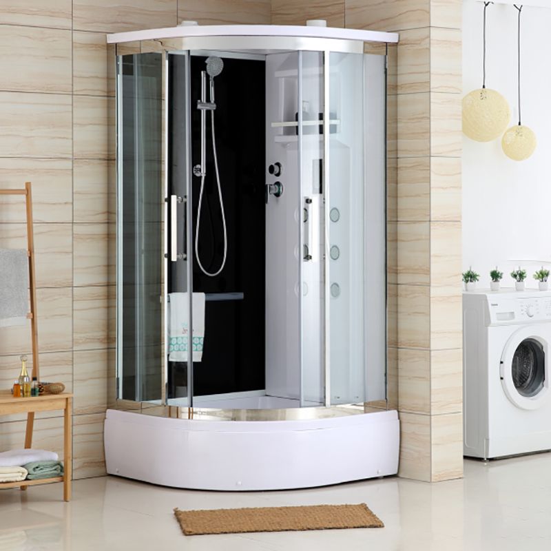 Framed Stainless Steel Tub & Shower Kit Rounded Clear Shower Stall Clearhalo 'Bathroom Remodel & Bathroom Fixtures' 'Home Improvement' 'home_improvement' 'home_improvement_shower_stalls_enclosures' 'Shower Stalls & Enclosures' 'shower_stalls_enclosures' 'Showers & Bathtubs' 1200x1200_85dbe5e3-5ff1-40c8-aa10-223942d2b651