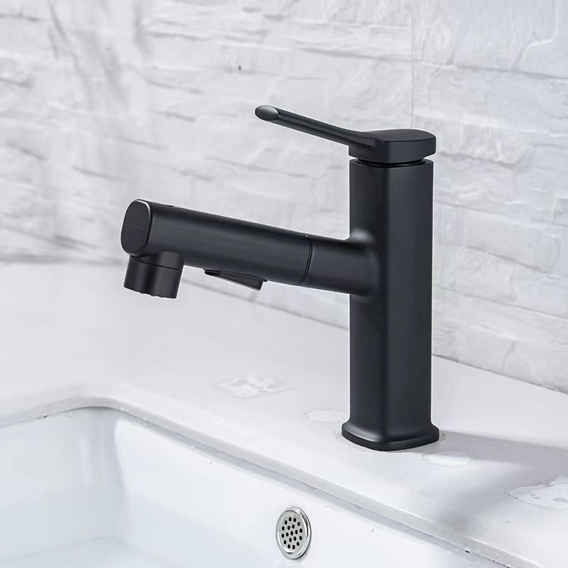 Contemporary Vessel Faucet Pull-out Centerset Faucet with Swivel Spout Clearhalo 'Bathroom Remodel & Bathroom Fixtures' 'Bathroom Sink Faucets' 'Bathroom Sinks & Faucet Components' 'bathroom_sink_faucets' 'Home Improvement' 'home_improvement' 'home_improvement_bathroom_sink_faucets' 1200x1200_85ead66e-278f-4eb8-b01a-6378c716e414