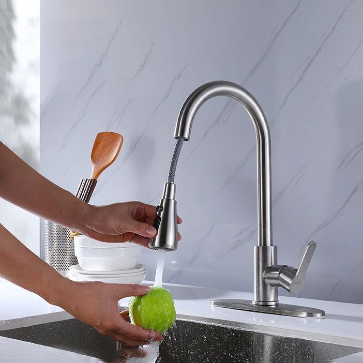 Kitchen Faucet Smoked Pull Rod Handle Cold and Hot Controlled Kitchen Faucet Clearhalo 'Home Improvement' 'home_improvement' 'home_improvement_kitchen_faucets' 'Kitchen Faucets' 'Kitchen Remodel & Kitchen Fixtures' 'Kitchen Sinks & Faucet Components' 'kitchen_faucets' 1200x1200_8617fcac-f801-4f0e-8338-6e3622cfb3a2