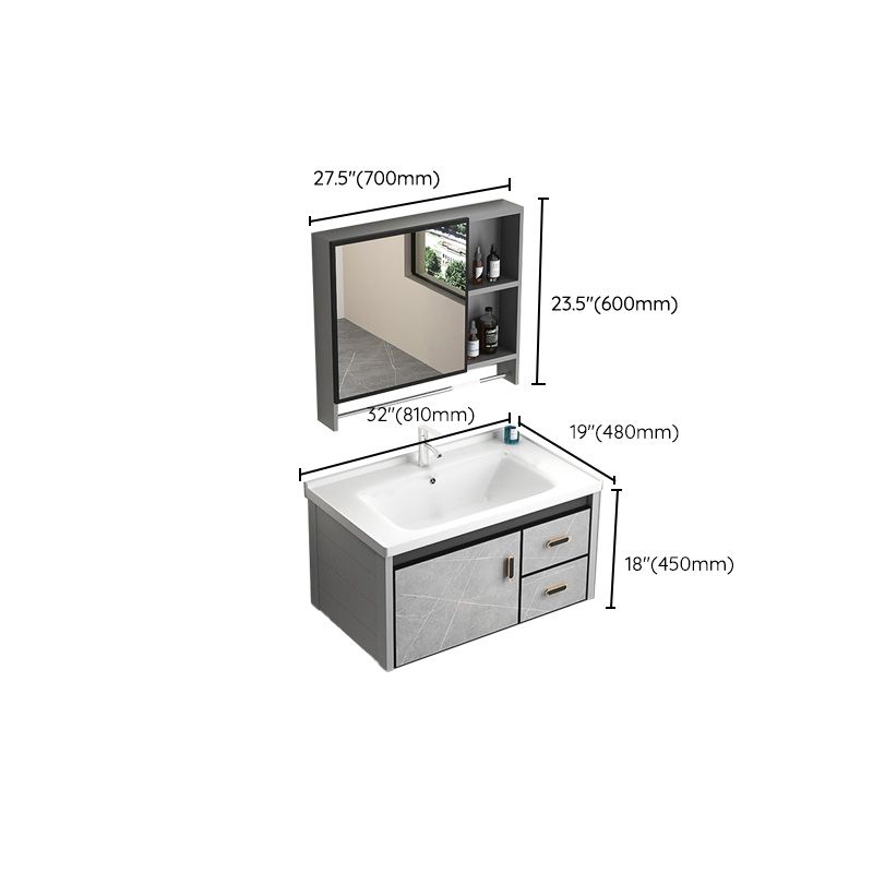 Modern Vanity Rectangular Gray Single Wall Mount Metal Vanity Set Clearhalo 'Bathroom Remodel & Bathroom Fixtures' 'Bathroom Vanities' 'bathroom_vanities' 'Home Improvement' 'home_improvement' 'home_improvement_bathroom_vanities' 1200x1200_861f945a-4cd2-4eea-ac3a-9badbf5466a4