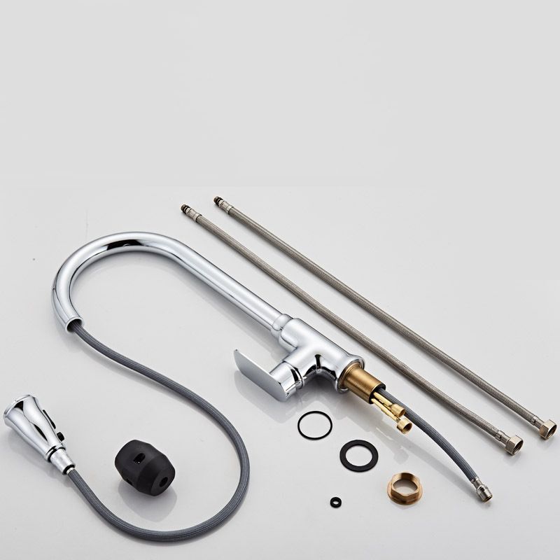 Contemporary Kitchen Sink Faucet Copper Swivel Spout with Pull out Faucet Clearhalo 'Home Improvement' 'home_improvement' 'home_improvement_kitchen_faucets' 'Kitchen Faucets' 'Kitchen Remodel & Kitchen Fixtures' 'Kitchen Sinks & Faucet Components' 'kitchen_faucets' 1200x1200_862a97b5-3565-4870-aa3a-b6ca4aec892f