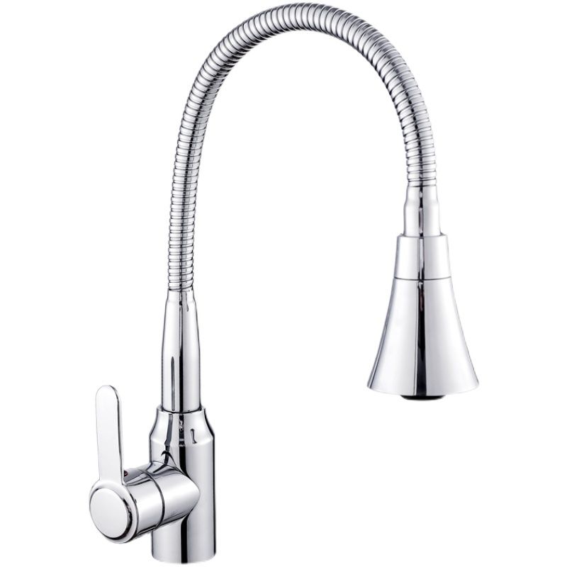 Contemporary Standard Kitchen Faucet Metal Kitchen Faucet with One Handle Clearhalo 'Home Improvement' 'home_improvement' 'home_improvement_kitchen_faucets' 'Kitchen Faucets' 'Kitchen Remodel & Kitchen Fixtures' 'Kitchen Sinks & Faucet Components' 'kitchen_faucets' 1200x1200_8664a02e-ae17-471b-8c6a-258ade2c36d4