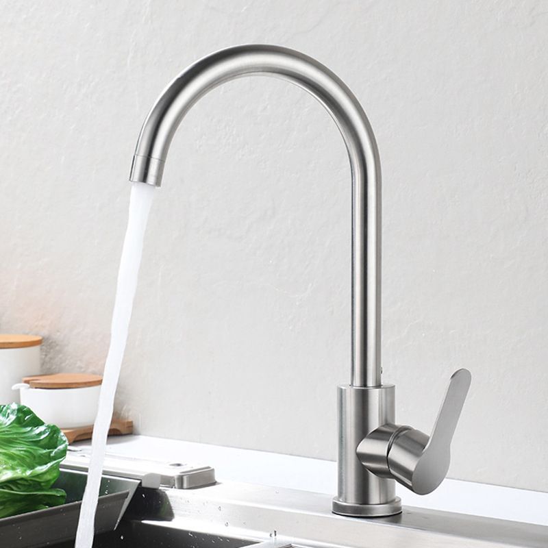 Modern 1-Handle Faucet 1-Hole Gooseneck Stainless Steel Touchless Faucet Clearhalo 'Home Improvement' 'home_improvement' 'home_improvement_kitchen_faucets' 'Kitchen Faucets' 'Kitchen Remodel & Kitchen Fixtures' 'Kitchen Sinks & Faucet Components' 'kitchen_faucets' 1200x1200_866ba929-bc4a-4ef6-a522-4f0dcf229d62