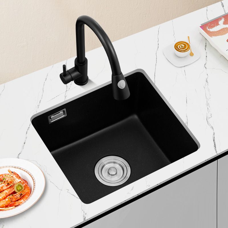 Black Undermount Kitchen Sink Single Bowl Quartz Sink with Drain Strainer Clearhalo 'Home Improvement' 'home_improvement' 'home_improvement_kitchen_sinks' 'Kitchen Remodel & Kitchen Fixtures' 'Kitchen Sinks & Faucet Components' 'Kitchen Sinks' 'kitchen_sinks' 1200x1200_8671751e-f294-4357-a0c2-ac0588fc5078