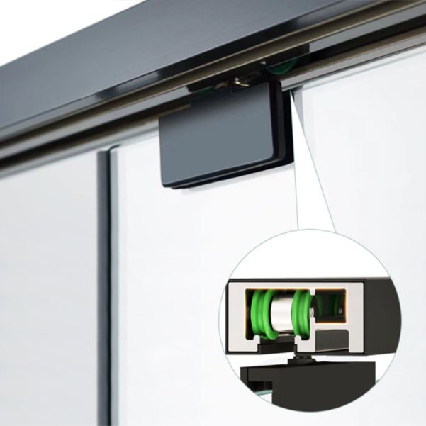 One-shaped Transparent Glass Shower Door, Semi-frameless Shower Single Sliding Door Clearhalo 'Bathroom Remodel & Bathroom Fixtures' 'Home Improvement' 'home_improvement' 'home_improvement_shower_tub_doors' 'Shower and Tub Doors' 'shower_tub_doors' 'Showers & Bathtubs' 1200x1200_868b778c-bb07-4f4d-bab2-e7f295374de0